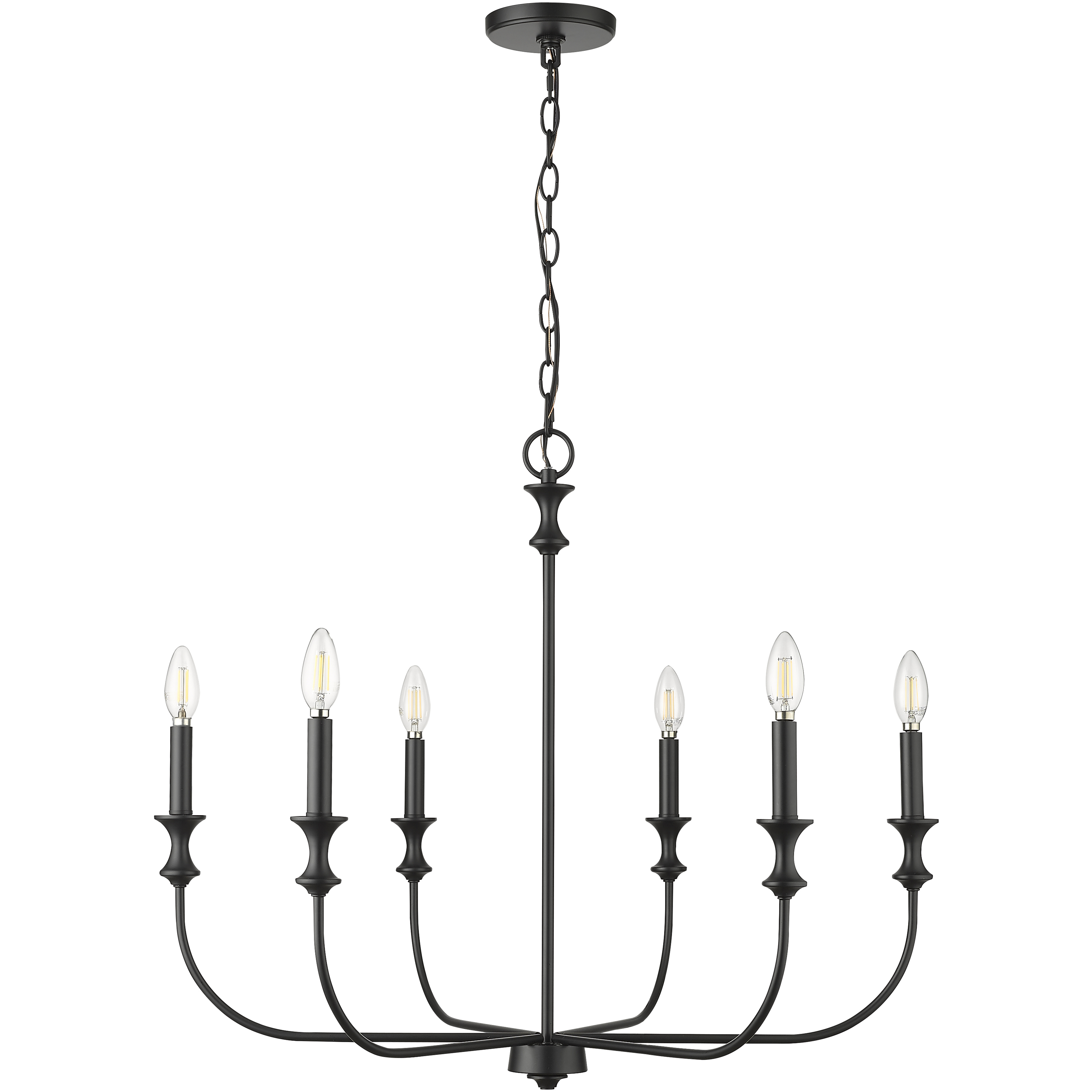 Savanne 6 Light 28.25 inch Matte Black Chandelier Ceiling Light
